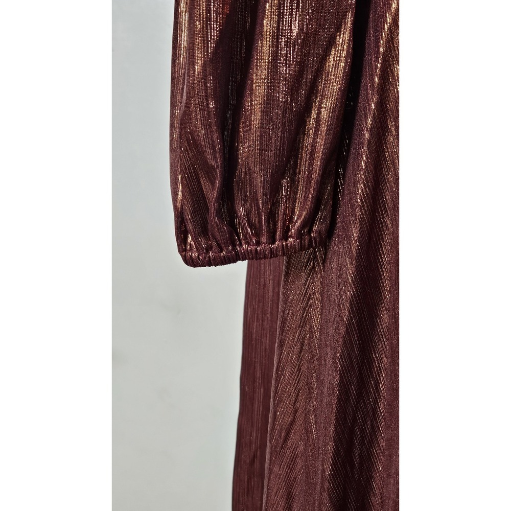 WAYF Meryl Long Sleeve Wrap High-Low Cocktail Dress Bronze XS - Picture 7 of 9